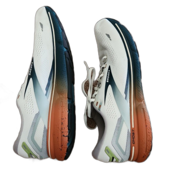 Brooks Men\'s Ghost 15 Running Sneakers, White/Navy/Burnt Orange, Size 14 M main image 5